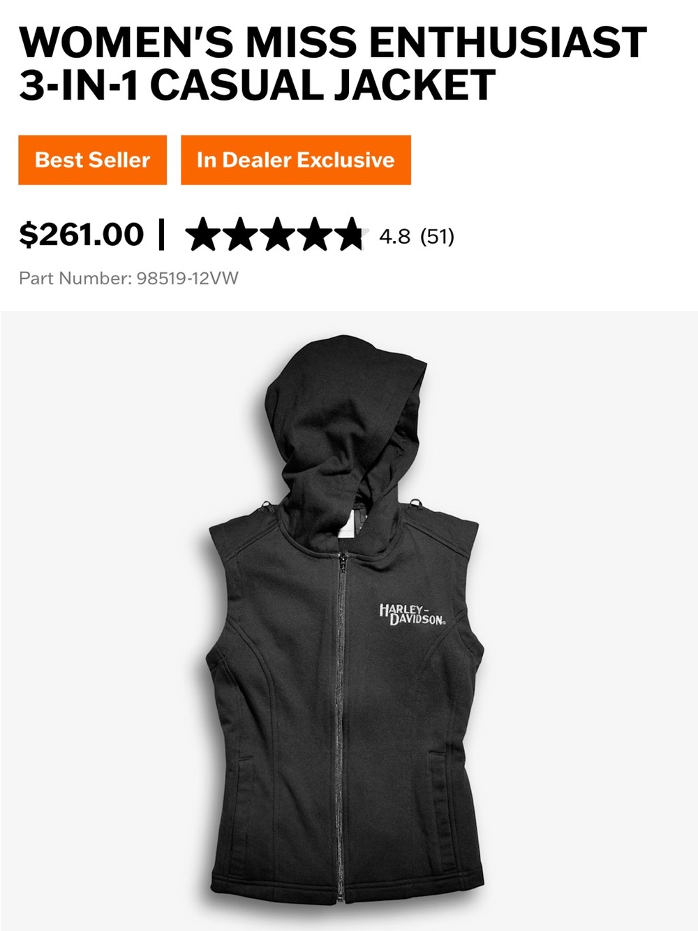 Harley-Davidson Women 3-in-1 Jacket. - Picture 3 of 5